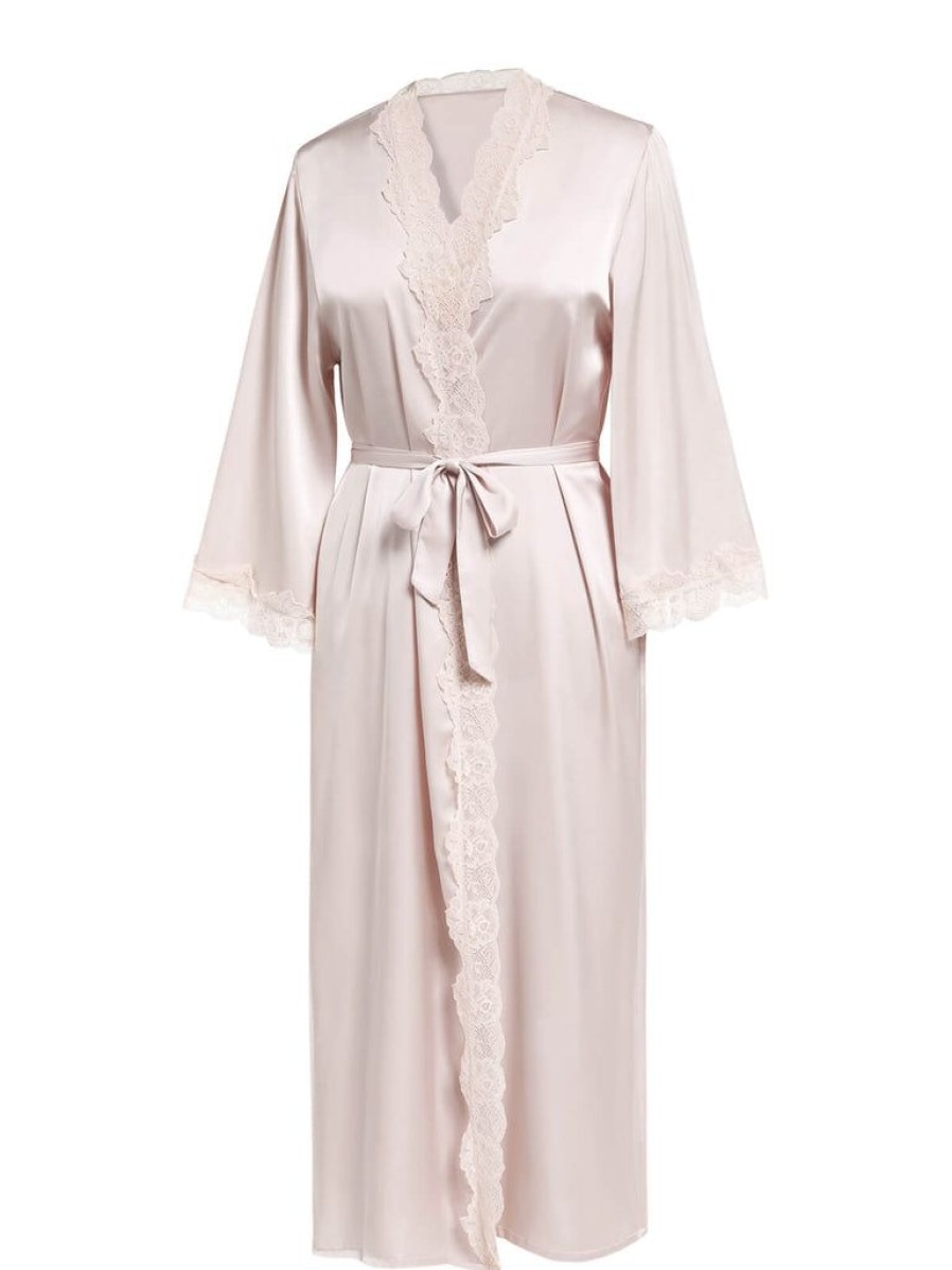 Clothing Retro Stage | 1940S Lace-Up Satin Sleepwear Light Pink