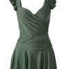 Clothing Retro Stage | 1940S Solid One-Piece Swimsuit Green