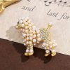 Accessories Retro Stage | Vintage Golden Pearl Dog Brooch