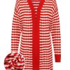 Clothing Retro Stage | 1940S Stripe Knitted Cardigan Red & White