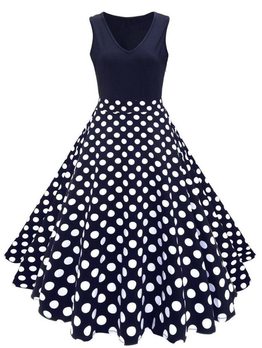 Clothing Retro Stage | [Us Warehouse] 1950S Floral Plus Size Swing Dress Blue