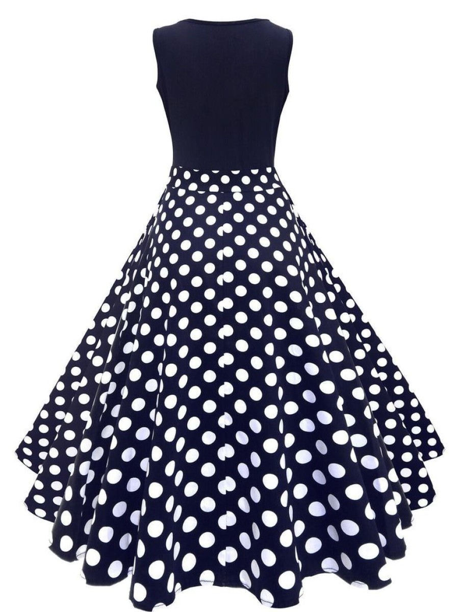 Clothing Retro Stage | [Us Warehouse] 1950S Floral Plus Size Swing Dress Blue