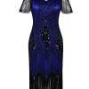 Clothing Retro Stage | 1920S Sequin Art Deco Flapper Dress Blue