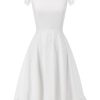 Clothing Retro Stage | 1950S Lace Patchwork Solid Dress White