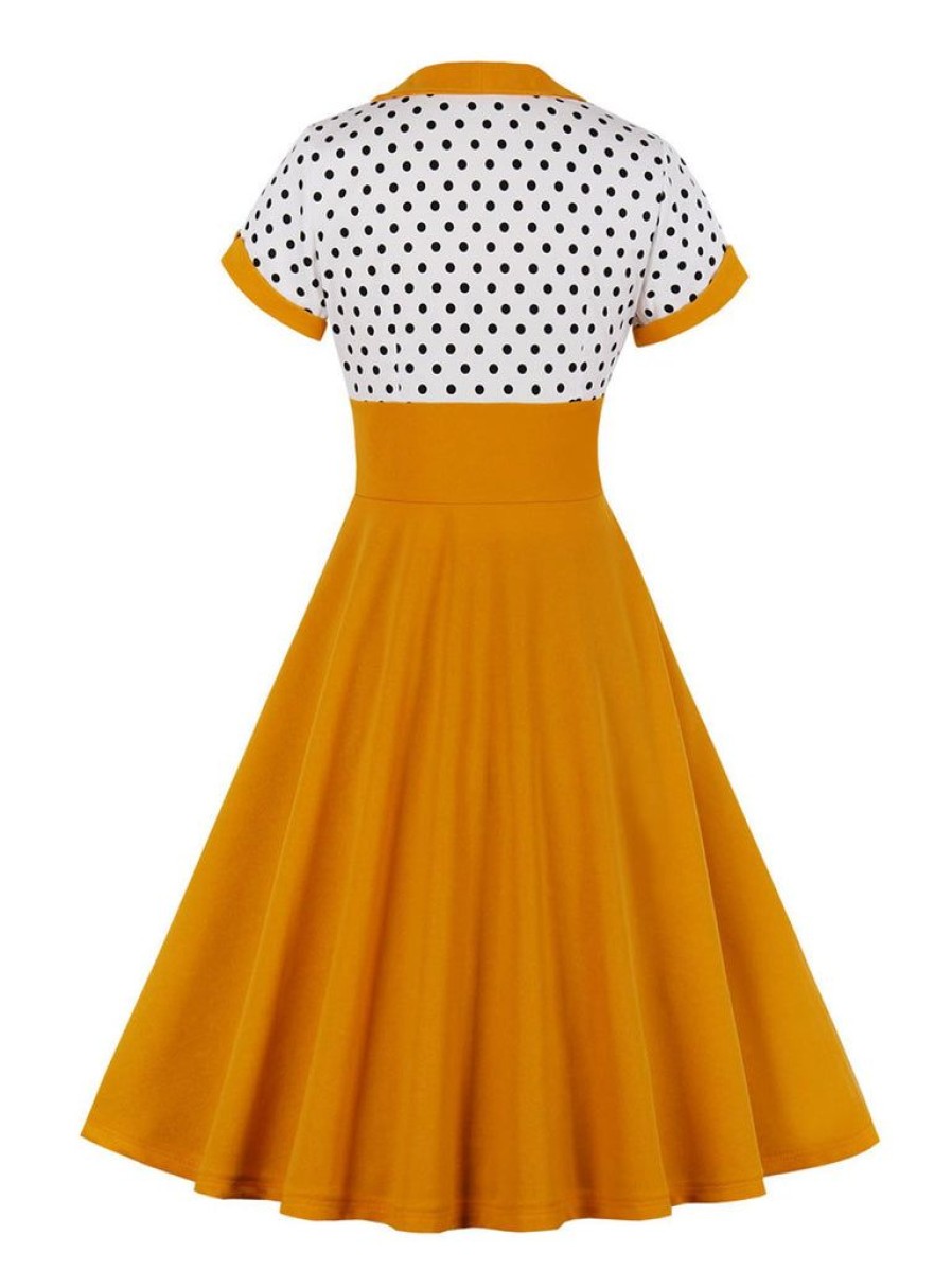 Clothing Retro Stage | 1950S Polka Dot Patchwork Swing Dress