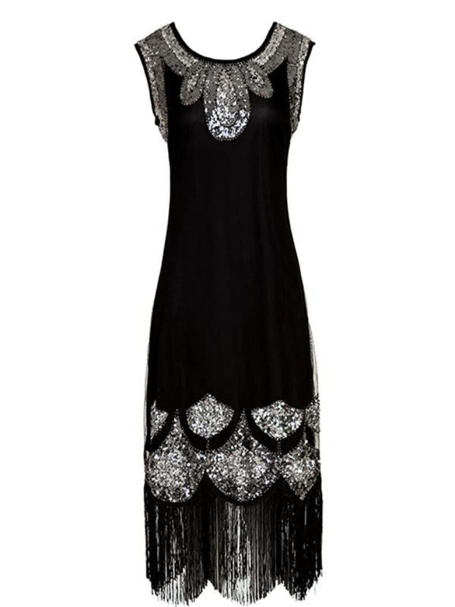 Clothing Retro Stage | 1920S Sequin Flapper Dresses Black