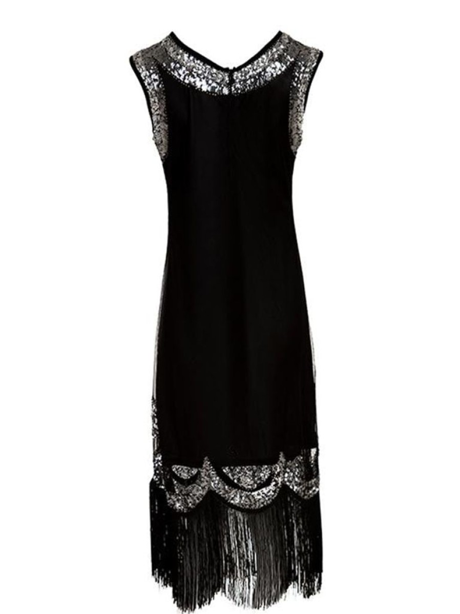 Clothing Retro Stage | 1920S Sequin Flapper Dresses Black