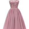 Clothing Retro Stage | 1950S Floral Lace Swing Dress Pink