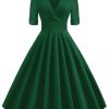 Clothing Retro Stage | 1950S Solid Sweetheart Fold Swing Dress