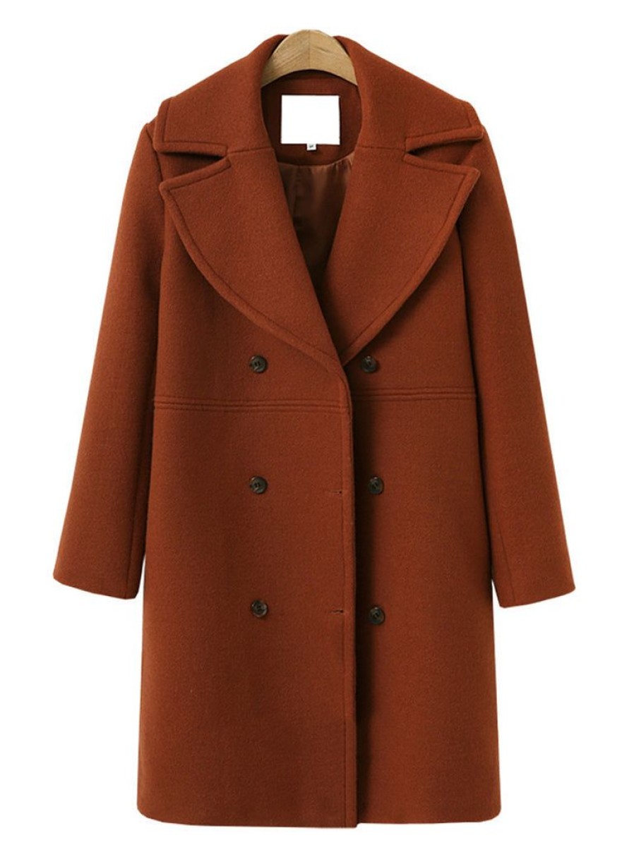 Clothing Retro Stage | 1940S Lapel Solid Woolen Coat