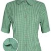 Clothing Retro Stage | 1950S Plaid Short Sleeve Shirt Green