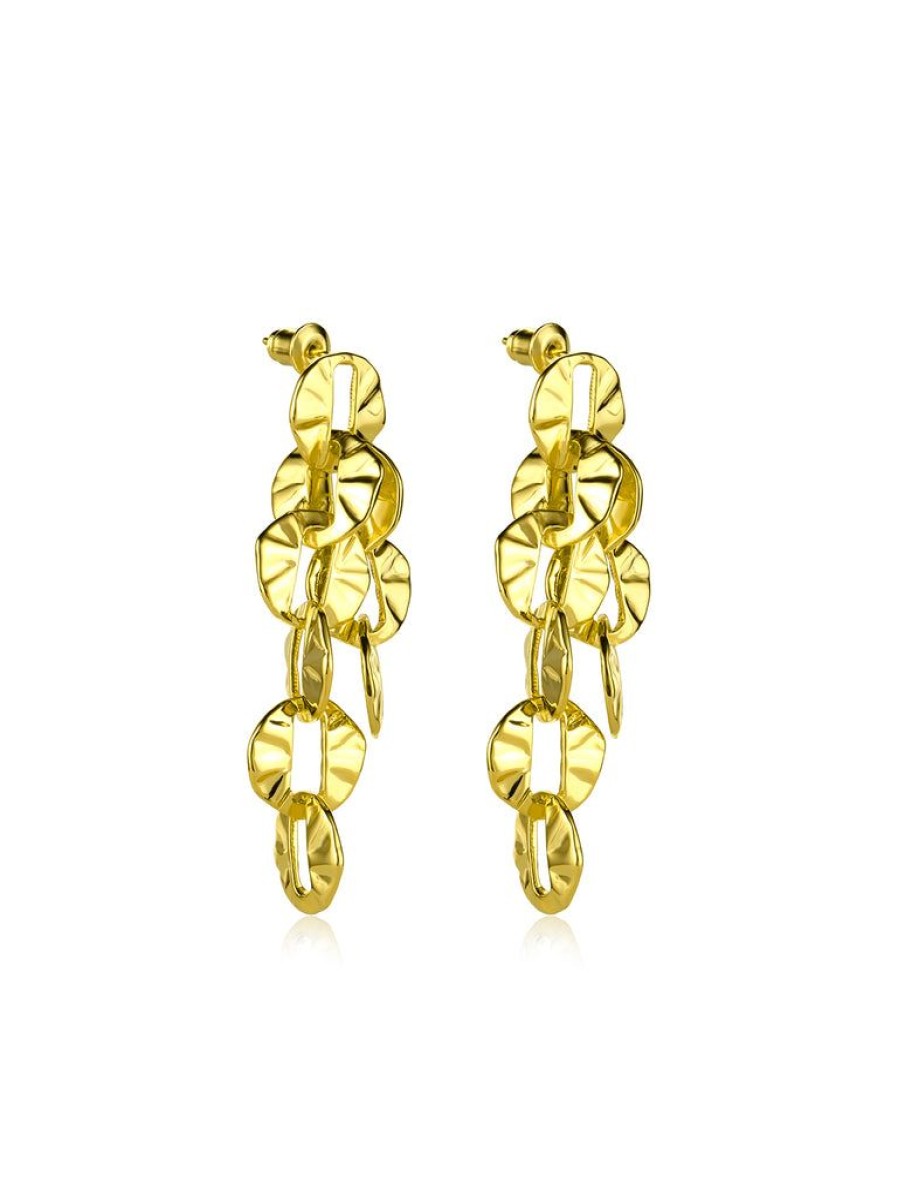 Accessories Retro Stage | Vintage Brass Disc Chain Clause Earrings