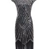 Clothing Retro Stage | 1920S Sequin Beaded Fringed Dress