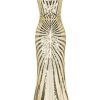 Clothing Retro Stage | 1920S Sequin Art Deco Maxi Dress