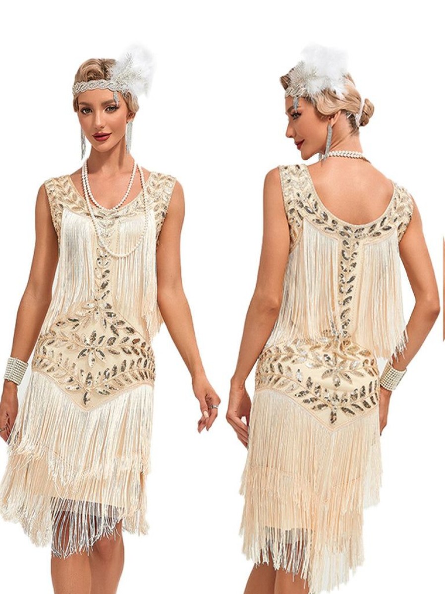 Clothing Retro Stage | 1920S V-Neck Sequined Mesh Mermaid Dress