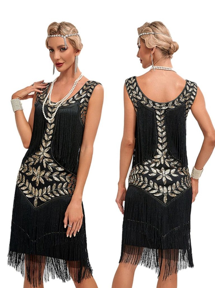 Clothing Retro Stage | 1920S V-Neck Sequined Mesh Mermaid Dress