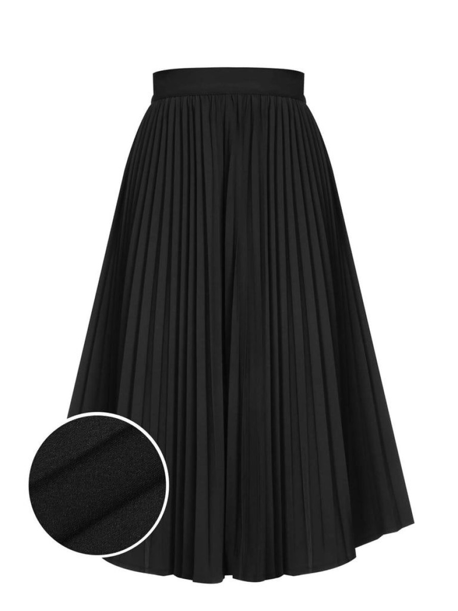 Clothing Retro Stage | 1950S Elegant Pleated Skirt Black