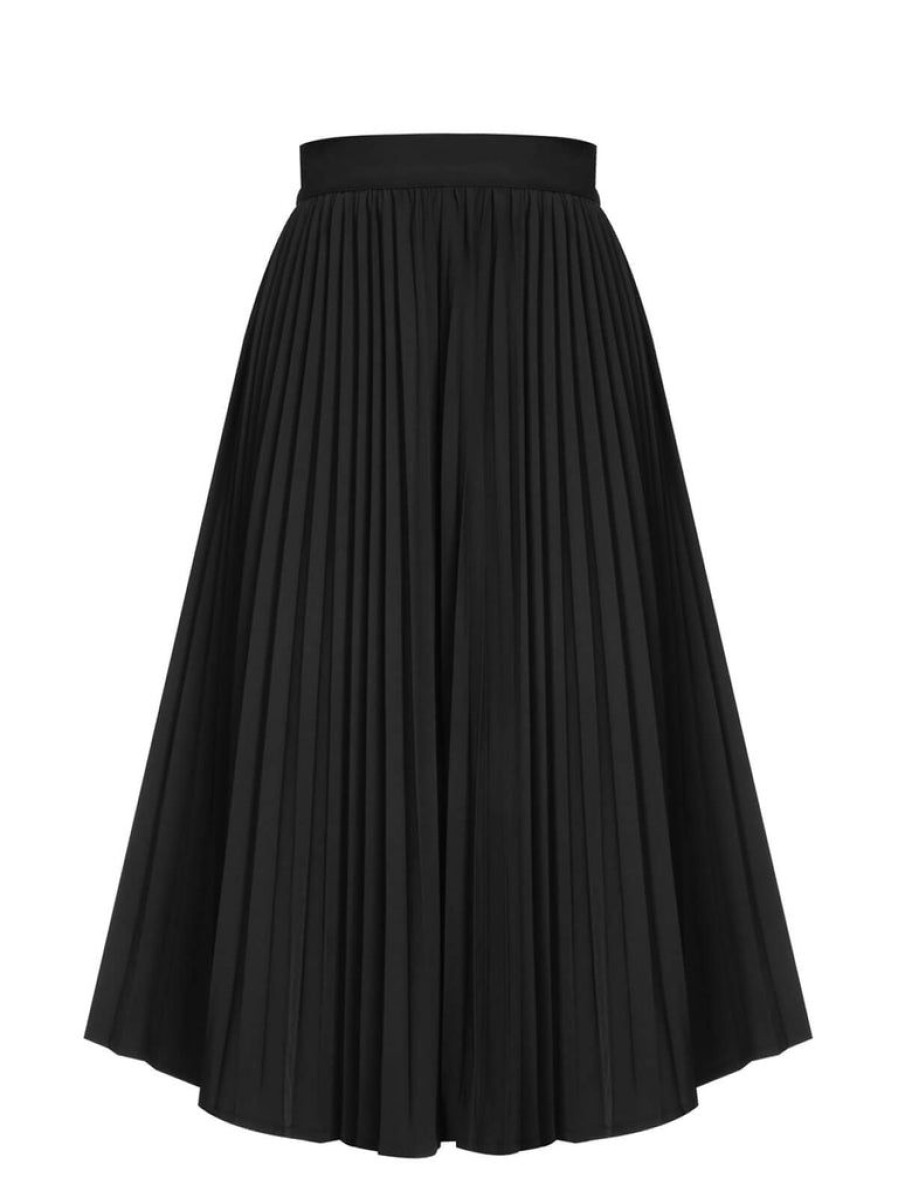 Clothing Retro Stage | 1950S Elegant Pleated Skirt Black