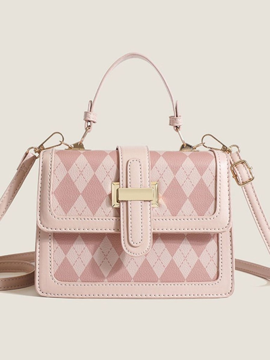 Accessories Retro Stage | Pink Diamond Contrast Crossbody Small Square Bag