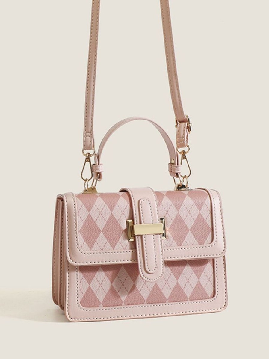 Accessories Retro Stage | Pink Diamond Contrast Crossbody Small Square Bag