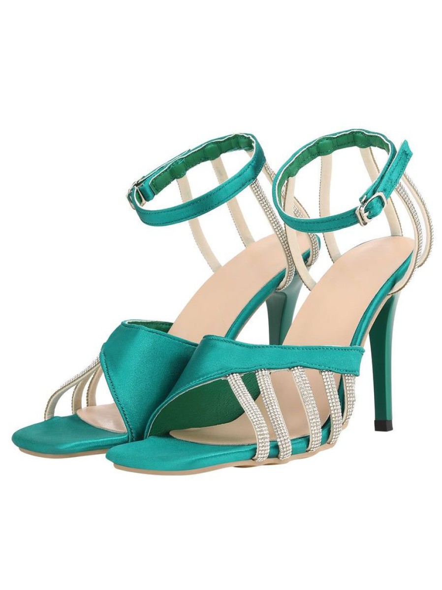 Shoes Retro Stage | Buckle Fish Mouth High Heel Shoes Green