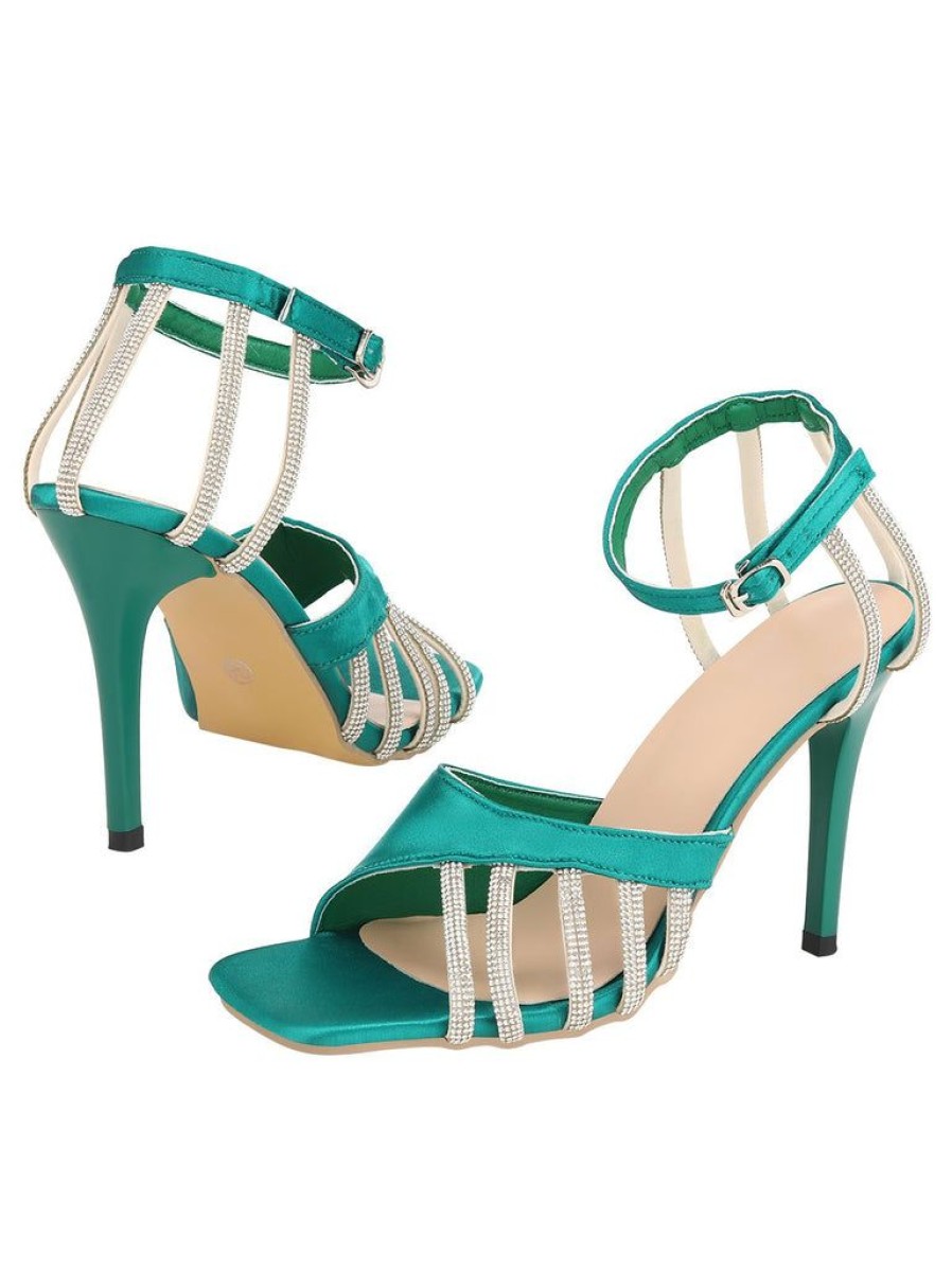 Shoes Retro Stage | Buckle Fish Mouth High Heel Shoes Green