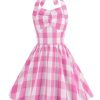 Clothing Retro Stage | Kids Party 1950S Plaid Halter Swing Girl'S Dress