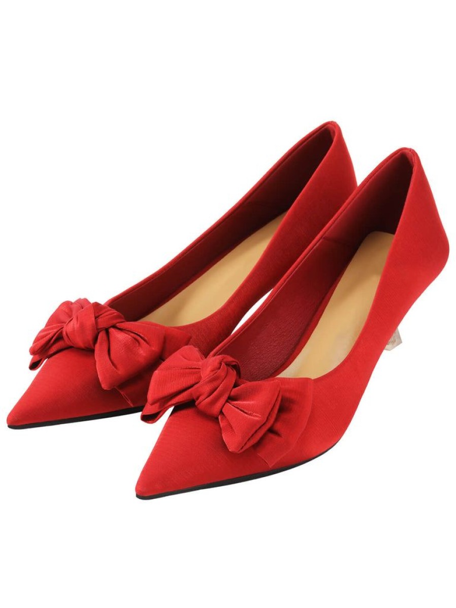 Shoes Retro Stage | Bow Tie Pointed Toe High Heels