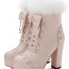 Shoes Retro Stage | Retro Furry Bowknot Chunky Heel Snow Boots