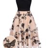 Clothing Retro Stage | 1950S Off-Shoulder Lace Butterfly Swing Dress Black