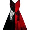 Clothing Retro Stage | 1950S Wings Blood Strap Dress Black & Red