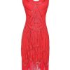 Clothing Retro Stage | 1920S Sequin Fringed Flapper Dresses Red