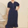 Clothing Retro Stage | [Plus Size] 1930S V-Neck Polka Dot Dress Dark Blue