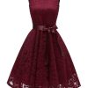 Clothing Retro Stage | 1950S Lace V Neck Bow Dress