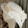 Accessories Retro Stage | White Retro Pearl Bow Knot Hat