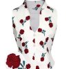 Clothing Retro Stage | 1950S Roses Vintage Sleeveless Top White