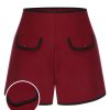 Clothing Retro Stage | Red 1950S Elastic Waist Solid Shorts Wine Red