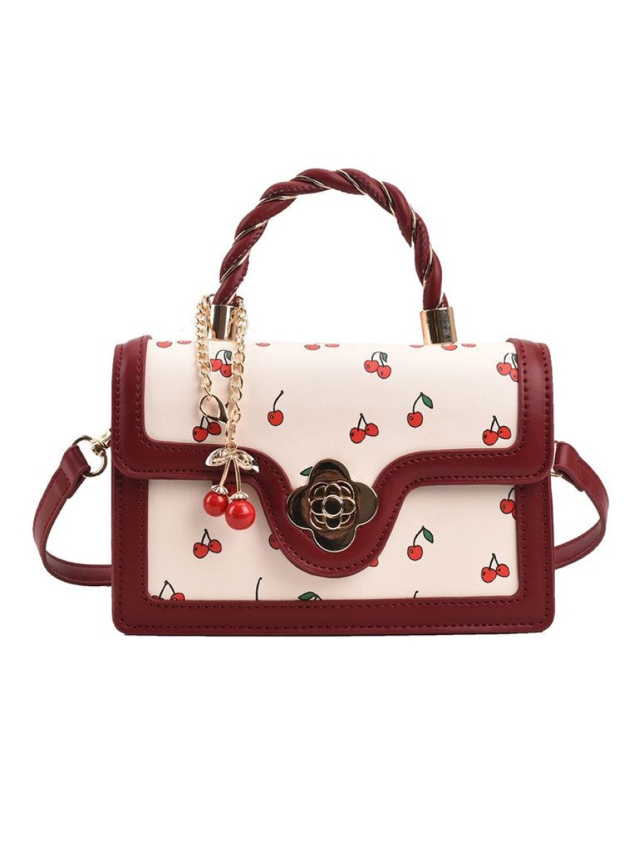 Accessories Retro Stage | Retro Cherry Flap Crossbody Handbag