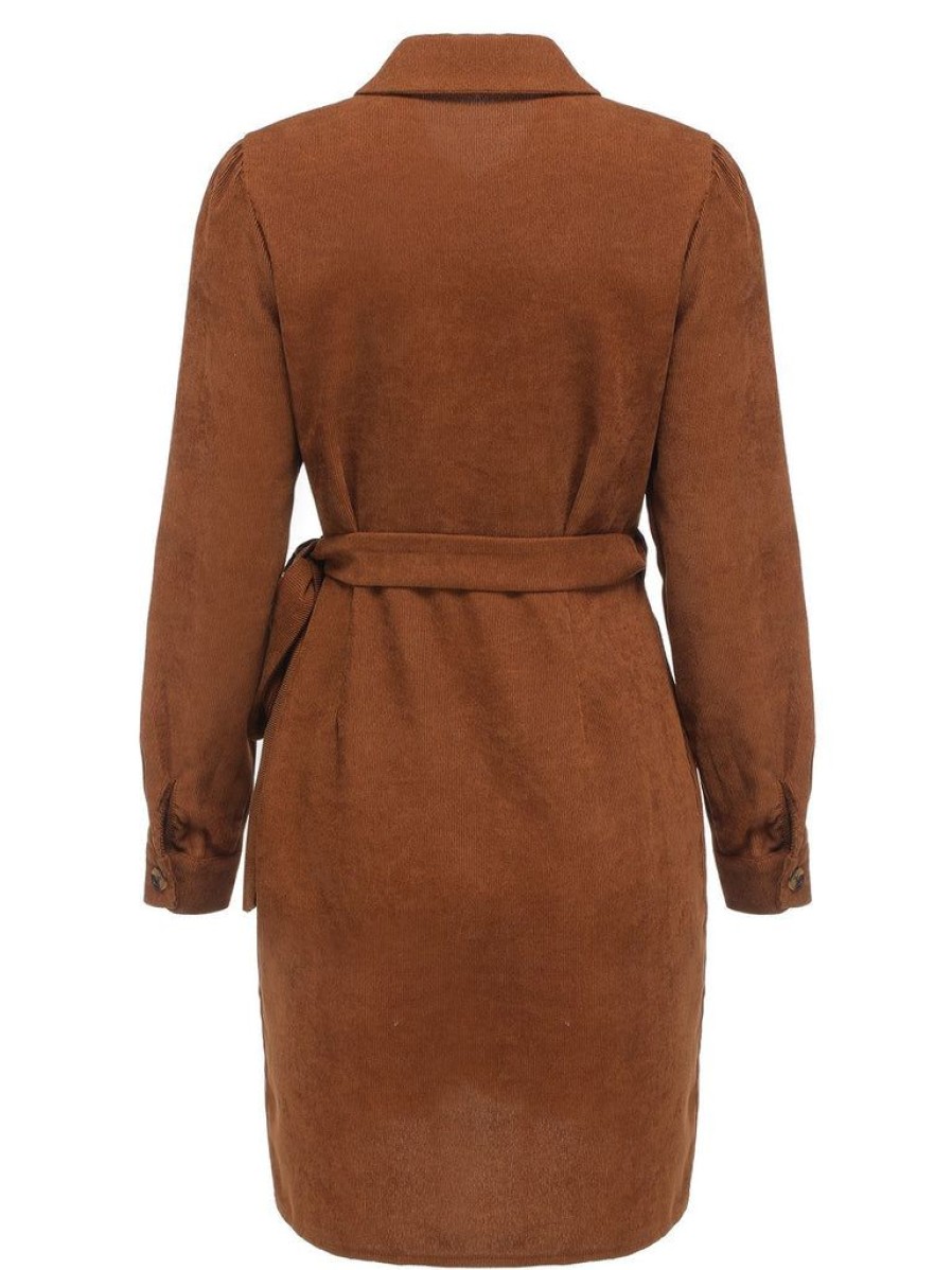 Clothing Retro Stage | 1960S Corduroy Pencil Dress Brown