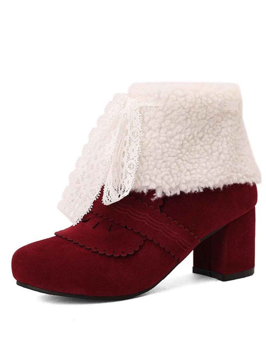 Shoes Retro Stage | Christmas Bow High Heel Fur Shoes