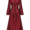 Clothing Retro Stage | 1930S Solid Sequined V-Neck Shift Dress Red