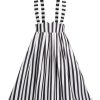 Clothing Retro Stage | 1950S Stripes Suspender Skirt Black & White