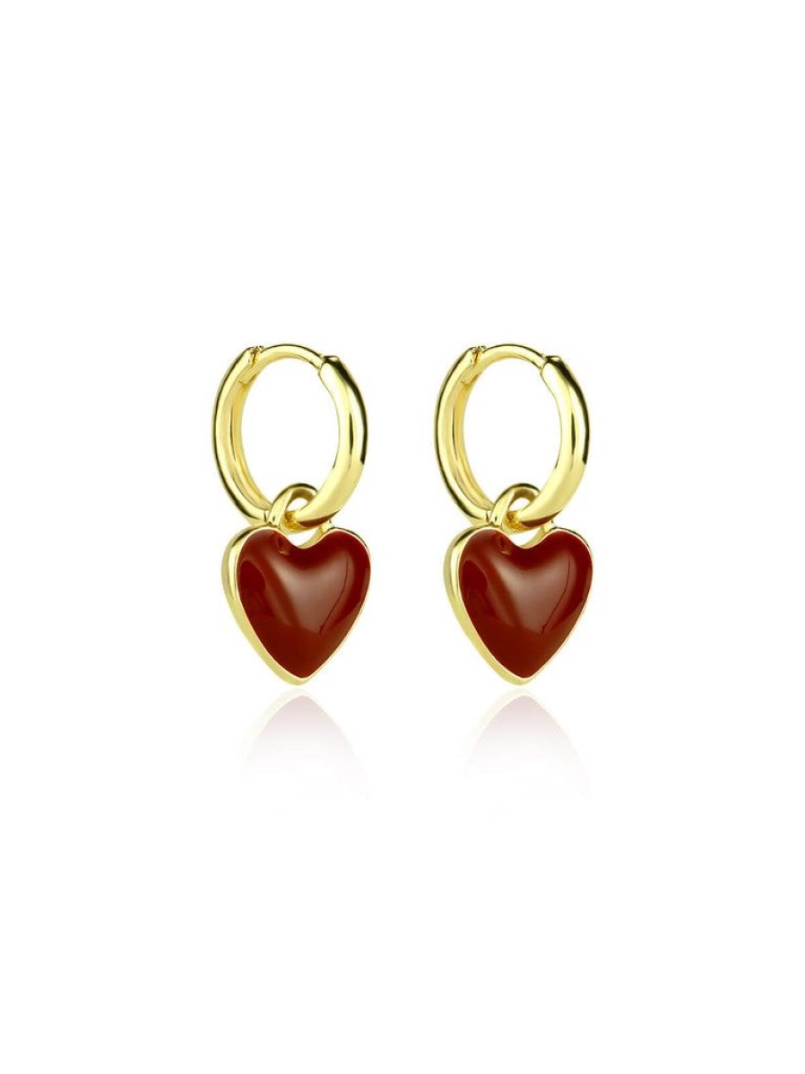 Accessories Retro Stage | Retro Red Heart Ring Earrings