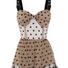 Clothing Retro Stage | 1960S Polka Dot Ruffled Skirted Swimsuit Khaki