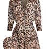 Clothing Retro Stage | 1950S Lapel Lace-Up Vintage Romper Leopard