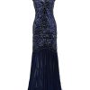 Clothing Retro Stage | 1920S Sequin Maxi Dress Blue