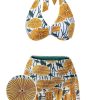 Clothing Retro Stage | 1950S Halter Ping Pong Floral Swimsuit Yellow