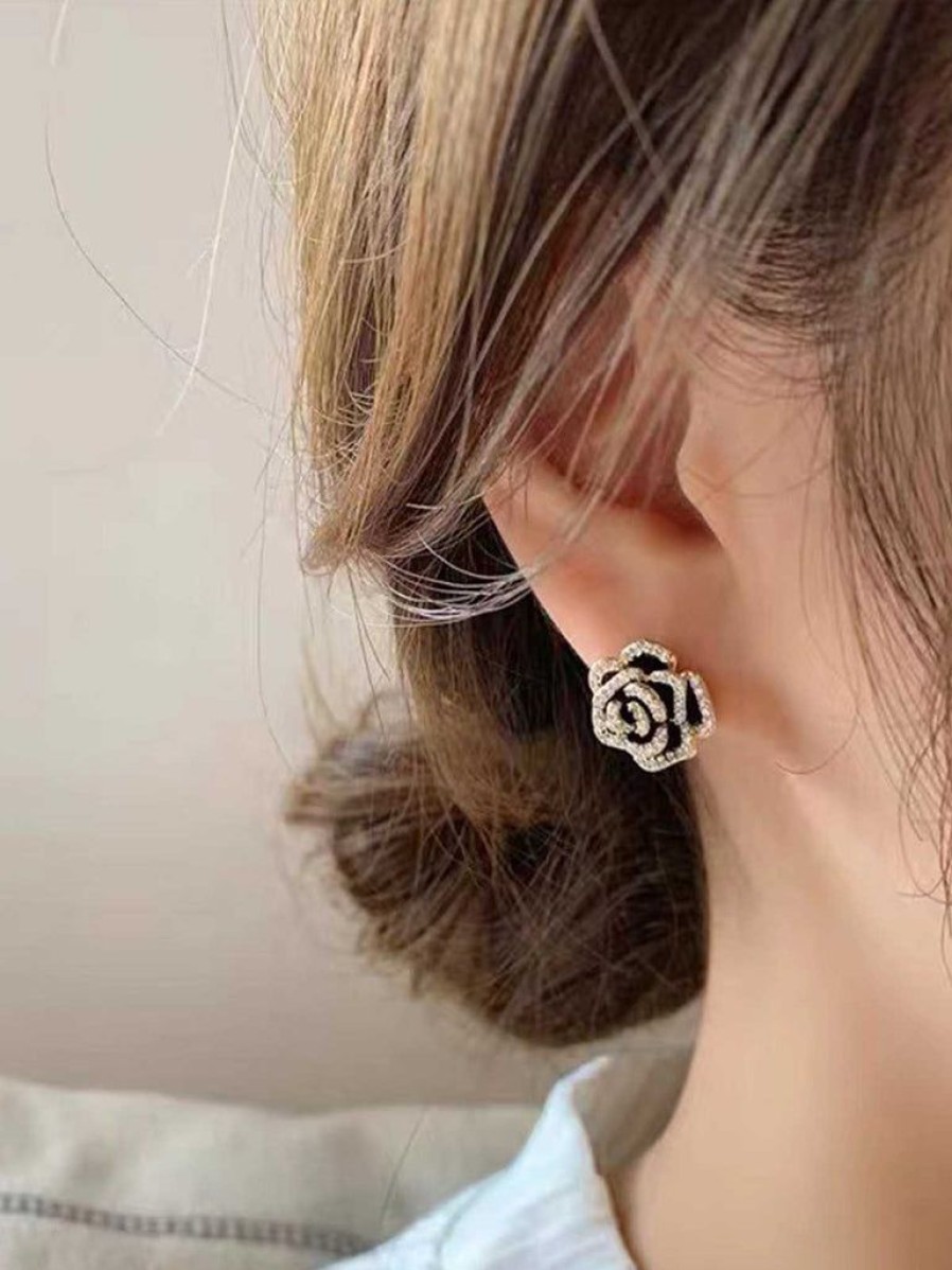 Accessories Retro Stage | Vintage Diamond Floral Earring