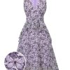 Clothing Retro Stage | 1930S Butterfly V-Neck Sleeveless Dress Purple