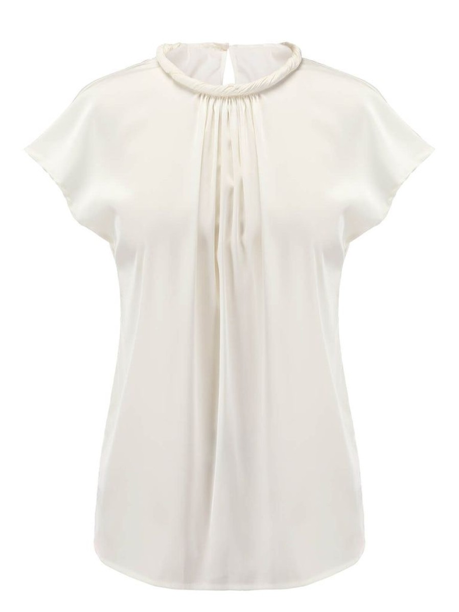 Clothing Retro Stage | 1950S Vintage Roll Neck Blouse White